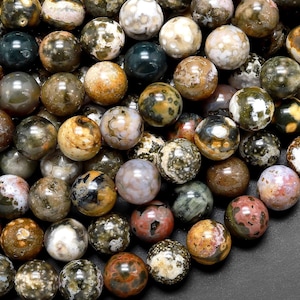 Natural Ocean Jasper Round Beads 6mm 8mm 10mm 12mm 14mm 15.5&quot; Strand