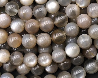Rare Natural Black Gray Moonstone 5mm 6mm 8mm 10mm 12mm Smooth Round Beads 15.5" Strand
