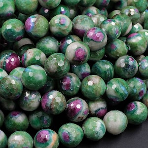 Gefacetteerde natuurlijke robijn fuchsiet ronde 12 mm edelsteen kralen 15,5" streng