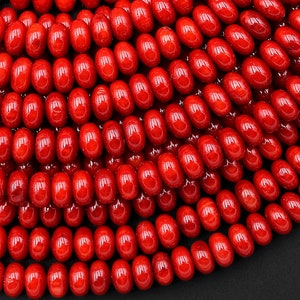 Genuine Red Bamboo Coral Smooth Rondelle Beads 4mm 6mm 15.5" Strand