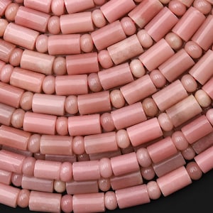 Natural Pink Opal Tube Rondelle Beads 15.5" Strand