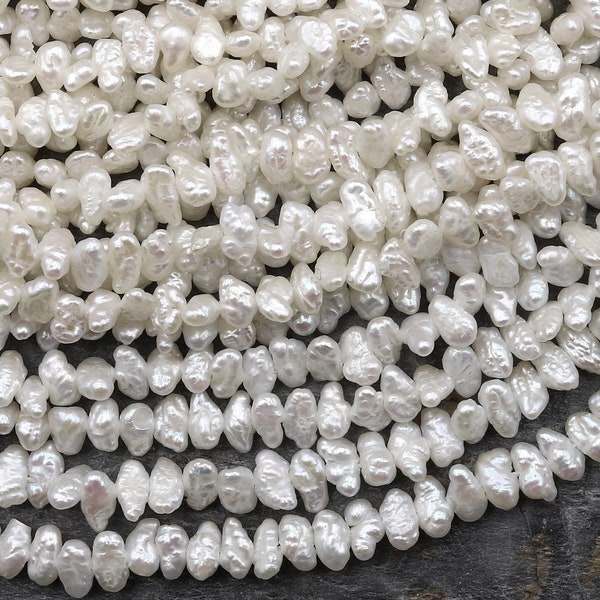 Small White Keishi Pearl Real Genuine Natural Freshwater Pearl 15.5" Strand