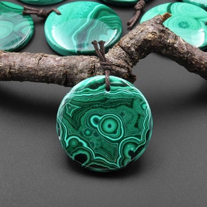 AAA Natural Green Malachite Pendant Circle Round Coin 30mm 40mm Gemstone