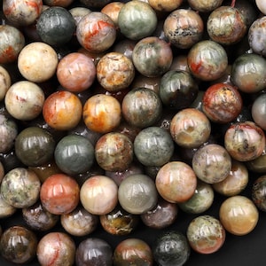Cuentas de coprolito de dinosaurio, cuentas de excremento de dinosaurio, redondas de 4 mm, redondas de 6 mm, redondas de 8 mm, redondas de 10 mm, heces fosilizadas orgánicas, tira de 15,5&quot;