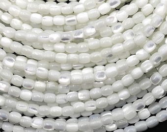 Perline distanziatrici in madreperla bianca naturale, piccole, da 3 mm, filo da 15,5"
