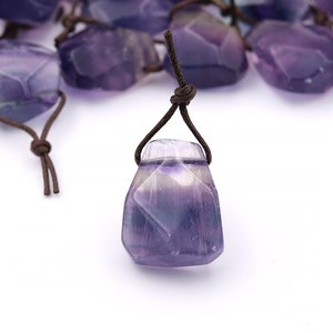Natural Purple Fluorite Point Pendant Side Drilled Gemstone Focal Bead PDT0037
