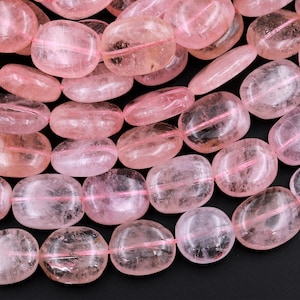 AAA Natural Morganite Beads Smooth Rounded Rectangle Oval Beads High Quality Natural Pink Beryl Aquamarine Gemstone 15.5&quot; Strand