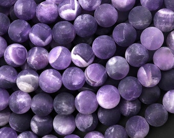 AAA Matte Natural Purple Amethyst Round Beads 4mm 6mm 8mm 10mm 15.5" Strand