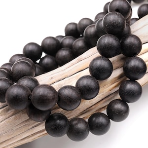 Matte Natural Black Kamagong Ebony Wood Beads 4mm 6mm 8mm 10mm 12mm Great For Mala Prayer Meditation Therapy 15.5&quot; Strand