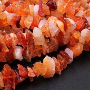 Mexican Fire Opal Beads Freeform Nugget Beads Raw Rough Hand Cut Real Genuine Natural Fire Opal Gemstone  15.5" Strand