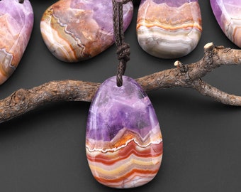 Natural Rainbow Amethyst Freeform Teardrop Pendant