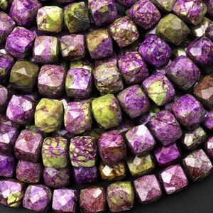 Natural Atlantisite Stichtite Beads Faceted Cube 8mm Gemstone 15.5&quot; Strand