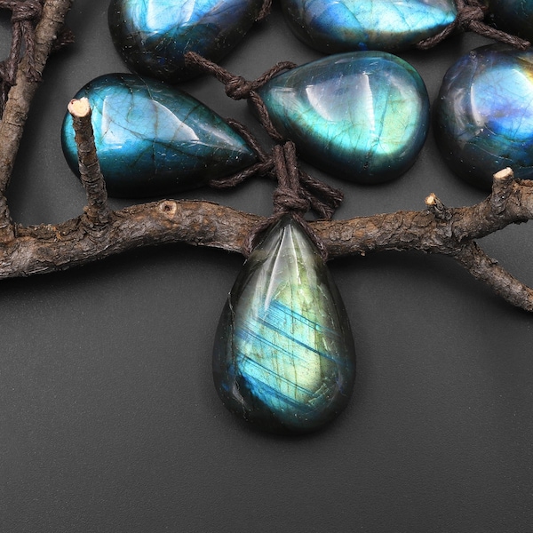 AAA Natural Rainbow Labradorite Teardrop Side Drilled Pendant