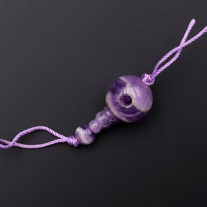 Natural Chevron Amethyst Guru Beads 3 Holes T-Beads Set For Mala Making 10mm