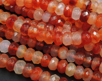 3mm-4mm  beads wholesale price lot 5 strand carnelian Faceted Rondelle beads 13inch carnelian stone