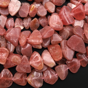 Natural Pink Red Rhodochrosite Nugget Beads Freeform Center Drilled Pebble Nugget 15.5" Strand