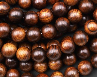 Large Hole Beads 2mm Drill Natural Black Rosewood Beads 8mm 10mm 12mm Dark Brown Wood Great For Mala Prayer Meditation Therapy 8" Strand