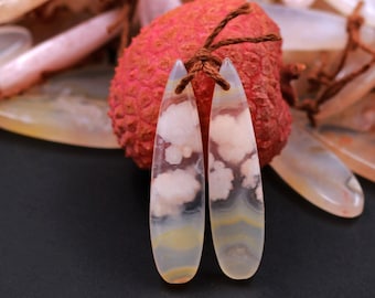 Cherry Blossom Agate Teardrop Earring Pair Drilled Matched Earring Pair Aka Flower Agate