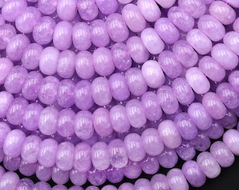 Lilac Kunzite Jade 6mm 8mm Smooth Rondelle Beads 15.5" Strand