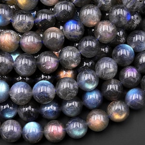 AAA Natural Rainbow Blue Golden Purple Red Orange Green Labradorite 6mm 8mm 10mm Round Beads 15.5" Strand