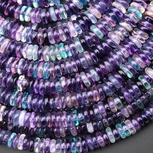 Perles rondes lisses, fines, violettes et vertes, 6 mm, 15,5 po.