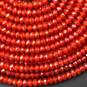 AAA Faceted Natural Red Agate 6mm Rondelle Beads Gemstone 15&quot; Strand