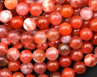 Rare Natural Moroccan Red Agate 6mm 8mm 10mm Round Bead 15.5" Strand