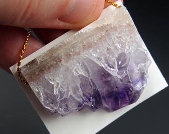 Natural Amethyst Stalactite Slice Pendant Cabochon Cab Drilled Pendant P182