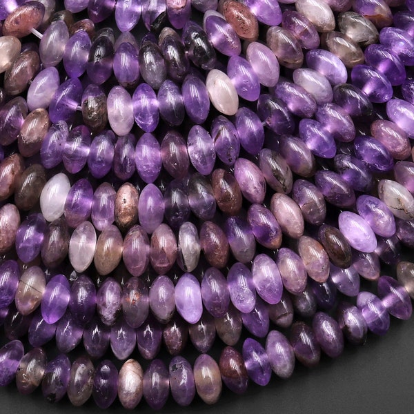 Natural Amethyst 6mm Smooth Saucer Thin Rondelle Beads 15.5" Strand