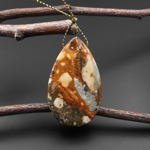 Natural Owyhee Picture Jasper Teardrop Pendant Side Drilled