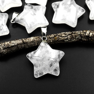 Natural Rock Crystal Quartz Pendant Gemstone Star