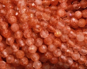 Sunstone Faceted Rondelle Gemstone Beads Jewelry Making Crafts 13 Strand Beautiful Natural Orange Sunstone Micro Cut Beads 2 mm