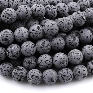 Unwaxed A Grade Natural Black Gray Lava Beads 4mm 6mm 8mm 10mm 14mm 16mm Volcanic Stone Mala Beads Essential Oil Treatment 15.5&quot; Strand