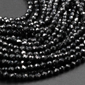 3mm BLACK SPINEL Faceted Gemstone Beads