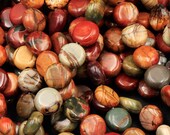 Red Creek Jasper Bead 8mm 10mm Coin Smooth Earthy Red Green Yellow Brown Natural Cherry Creek Multi-color Picasso Jasper Earring 16 quot Strand
