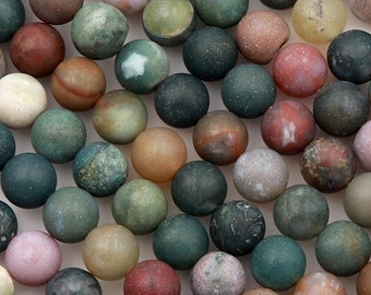 Matte Indian Agate 4mm 6mm 8mm 10mm 12mm Round Beads Natural Green Pink Red Brown Purple Agate 15.5" Strand