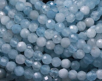 15 Strand..b649 Aquamarine Nuggets Christmas Sale Natural Aqumarine Faceted Oval Shape Beads 5\u00d76-6\u00d78mm