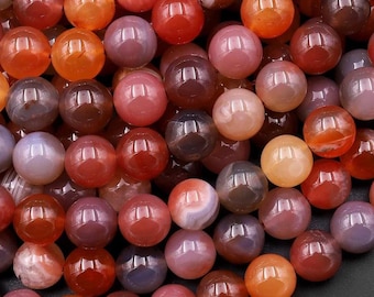 Cuentas redondas de ágata roja africana suazi, naturales y raras, de 6 mm, 8 mm, 10 mm y 12 mm, de Mozambique, tira de 15,5"