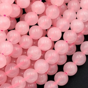 Natural Pink Rose Quartz 4mm 6mm 8mm 10mm 12mm Round Beads Smooth Polished Pastel Soft Baby Pink Gemstone 15.5" Strand