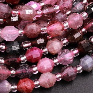 Genuine Natural Red Pink Spinel Gemstone Rounded Prism 6mm Beads 15.5&quot; Strand