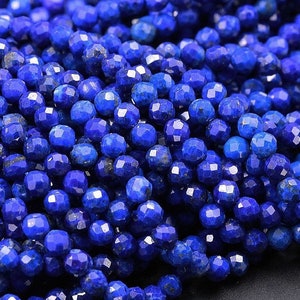 AAA mikrofacetterade naturliga blå lapis lazuli runda pärlor 2 mm 3 mm 4 mm diamantslipad ädelsten 15,5" sträng