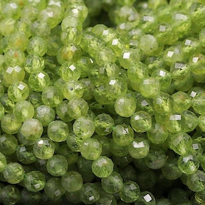 AAA Natural Green Peridot 2mm 3mm 4mm 5mm Faceted Round Beads Micro Laser Diamond Cut Real Genuine Gemstone 15.5" Strand