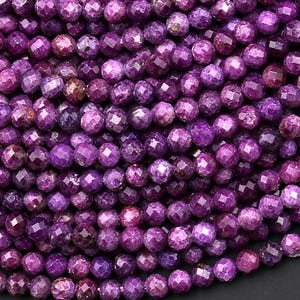 AAA Faceted Natural Purple Stichtite Round Beads 2mm 3mm 15.5&quot; Strand