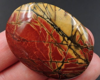 Red Creek Jasper Undrilled Multicolored Oval Natural Stone Cabochon Cab C171