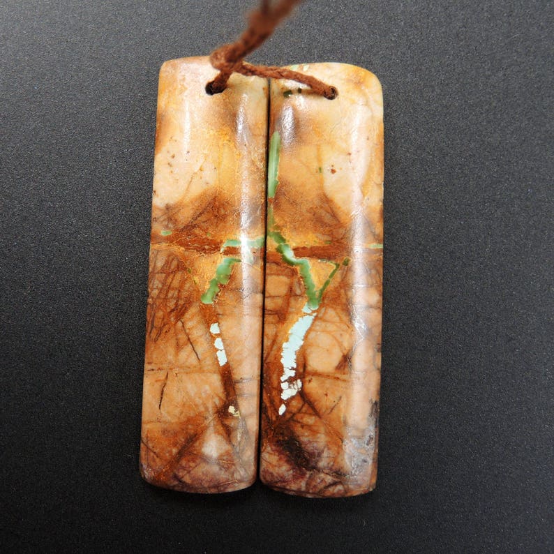 Natural Turquoise From Royston Nevada Cabochon Cab Pair Drilled Matched Earrings Bead Pair E1501