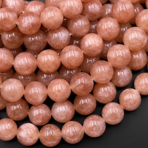 Peach Quartz 4mm 6mm 8mm 10mm Round Beads 15.5" Strand