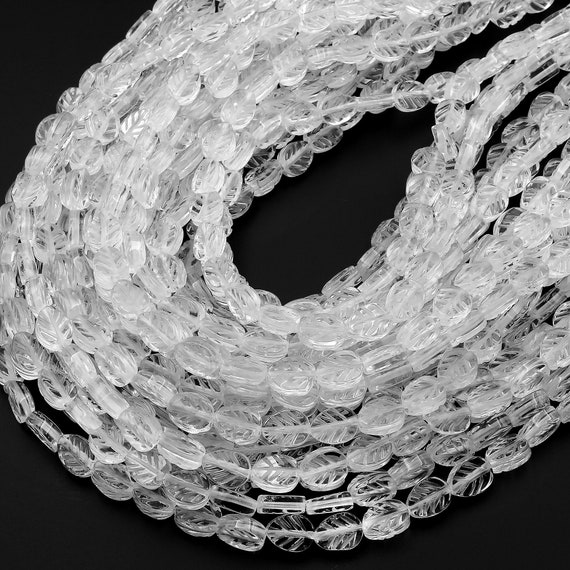 春夏新作 Natural Rock Quartz Hand Carved Leaf Gemstone Beads 15.5 アクセサリー