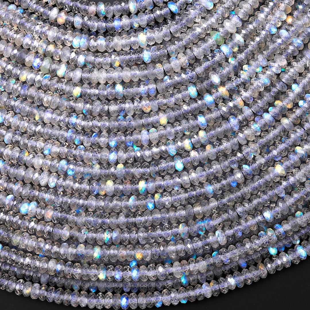 AAA Faceted Natural Labradorite 2mm 3mm 4mm Thin Rondelle Beads 15.5 ...