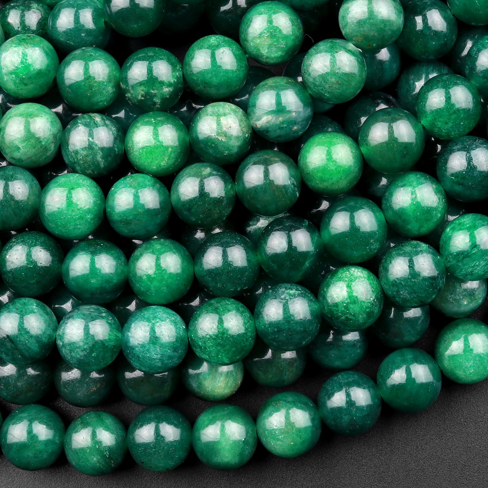 8mm natural emerald gemstone round loose beads 15" strand AAA 