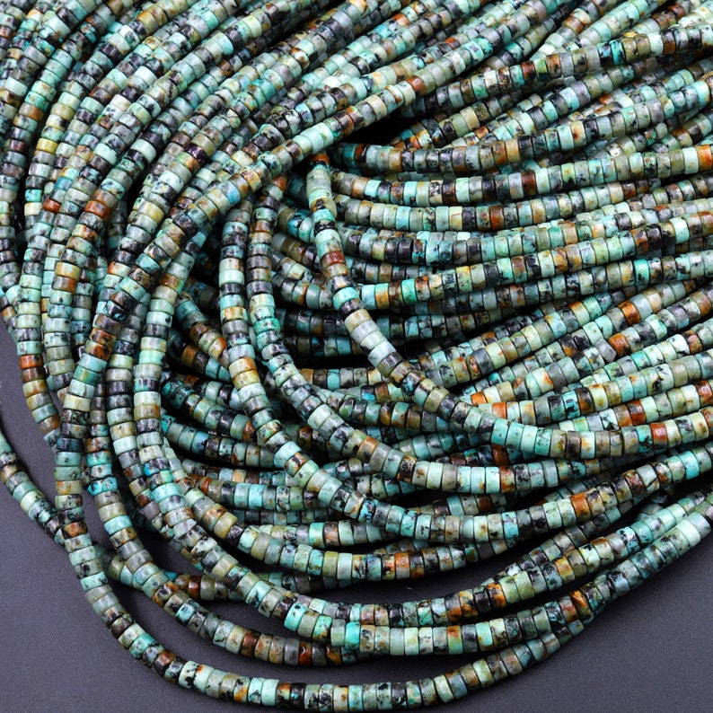 Natural African Turquoise Heishi Beads 4mm 6mm Small Thin Disc | Etsy
